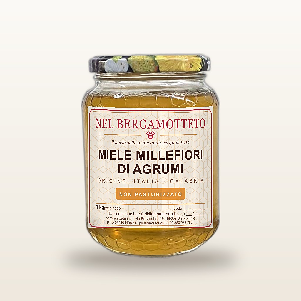 Vasetto di miele millefiori di agrumi Nel Bergamotteto da 1 kg